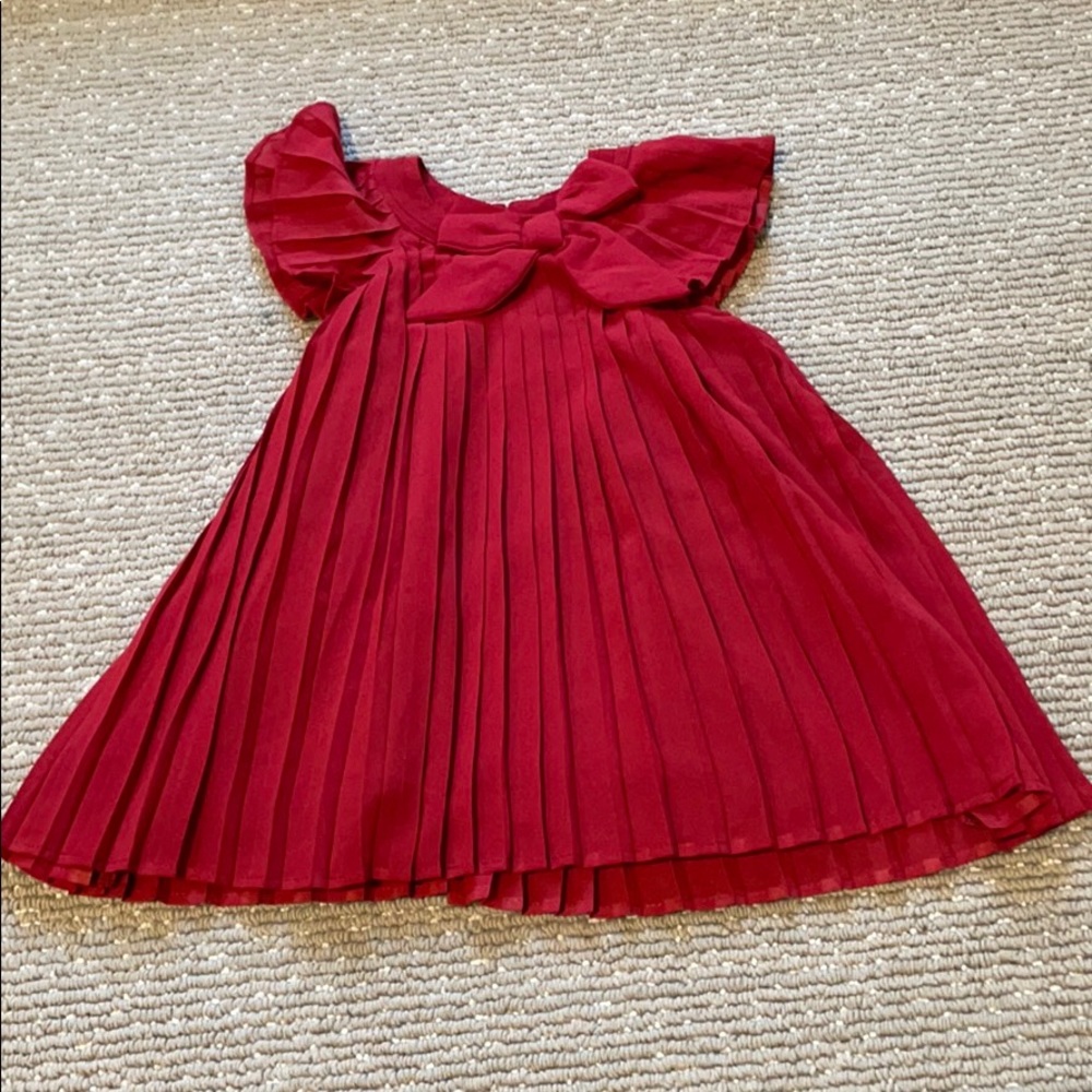 Mud Pie Pleated Dress with Flutter Sleeves